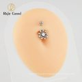 2021 Body Jewelry ASTM F136 Titanium Sexy Belly Button Flower Rings CZ Opal 18 Navel Piercing Rings For Women